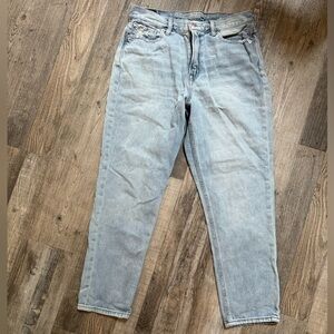 American Eagle Mom Straight Leg Light Wash Blue Denim Jeans Size 10 Regular